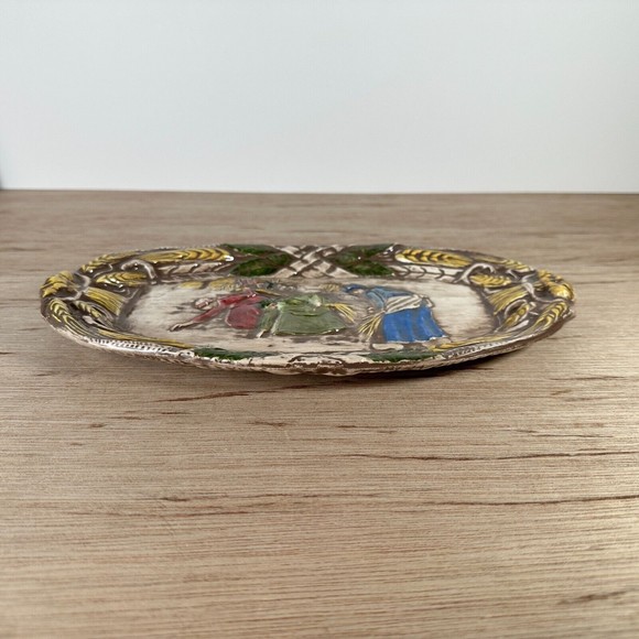 Ceramic Serving Bread Plate The Gleaners by Millet Women Gathering Wheat 11" L - Picture 7 of 9